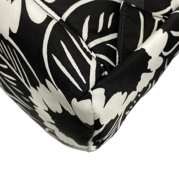 Auth PRADA - 2VZ095 Black White Tessuto Fiori (nylon) leather) Backpack - Picture 3 of 16